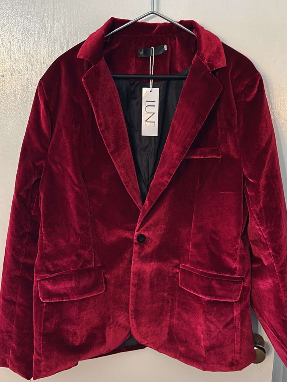 Men's Velvet Blazer in Deep Burgundy